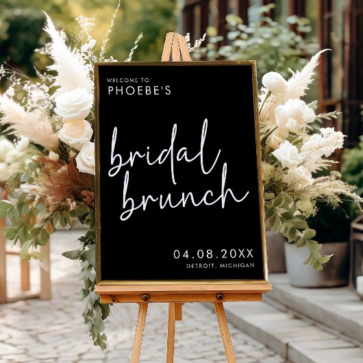 Zwart Minimalistisch Bruids Brunch Welkomstbord Po Poster