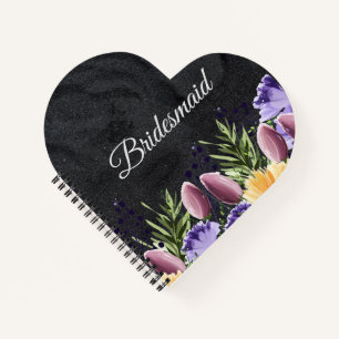 Zwart Minimalistisch bruidsmeisje bruiloft cadeau  Notitieboek