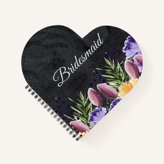 Zwart Minimalistisch bruidsmeisje bruiloft cadeau  Notitieboek (Voorkant)