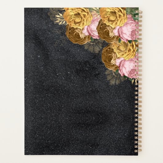 Zwart Minimalistisch bruidsmeisje bruiloft cadeau Planner (Achterkant)