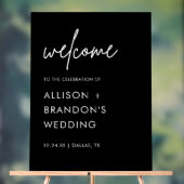 Zwart Minimalistisch Bruiloft Welkom Acryl Bord (Neutraal)