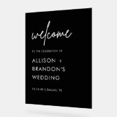 Zwart Minimalistisch Bruiloft Welkom Acryl Bord (Hoek)