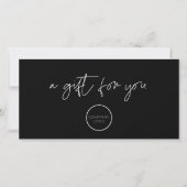 Zwart minimalistisch cadeaubon met Logo (Voorkant)