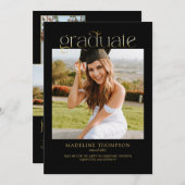 Zwart minimalistisch Classy Photo Collage Afstuder Kaart (Voorkant / Achterkant)