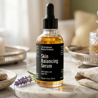 Zwart Minimalistisch Cosmetica Druppelfles Etiket