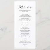 Zwart-minimalistisch Dainty Script Weddenschap Menu (Voorkant)
