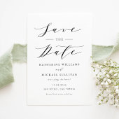 Zwart-minimalistisch Dainty Script Weddenschap Save The Date