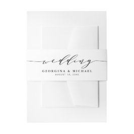 Zwart-minimalistisch Dainty Script Weddenschap Uitnodigingen Wikkel