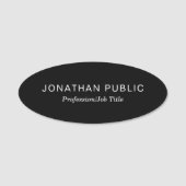 Zwart Minimalistisch Design Plain Sjabloon Modern  Naamplaatje (Voorkant)