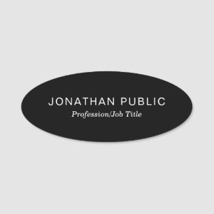 Zwart Minimalistisch Design Plain Sjabloon Modern  Naamplaatje