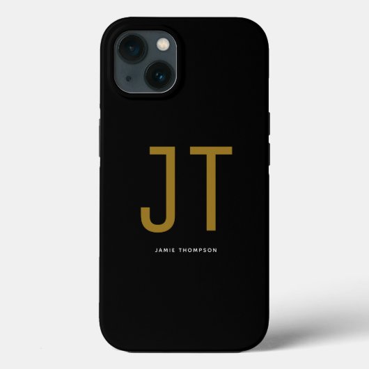 Zwart minimalistisch eenvoudig modern monogram Case-Mate iPhone case (Achterkant)