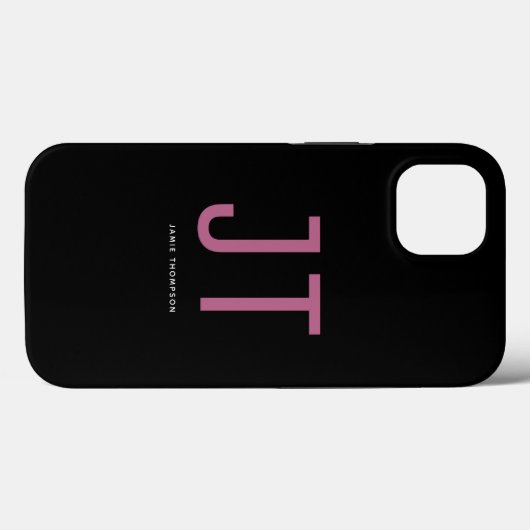 Zwart minimalistisch eenvoudig modern monogram Case-Mate iPhone case (Achterkant (horizontaal))
