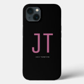 Zwart minimalistisch eenvoudig modern monogram Case-Mate iPhone case (Achterkant)