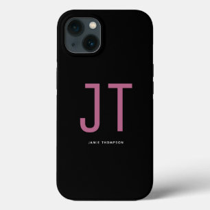Zwart minimalistisch eenvoudig modern monogram Case-Mate iPhone case
