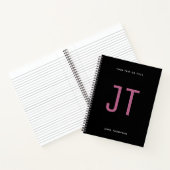 Zwart minimalistisch eenvoudig modern monogram notitieboek (Binnen)