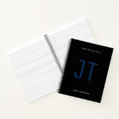 Zwart minimalistisch eenvoudig modern monogram notitieboek (Binnen)