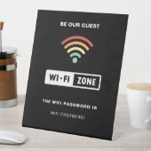 Zwart Minimalistisch eenvoudig wifi-wachtwoord Reclamebord Met Voetstuk (Insitu)