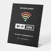 Zwart Minimalistisch eenvoudig wifi-wachtwoord Reclamebord Met Voetstuk (Voorkant)