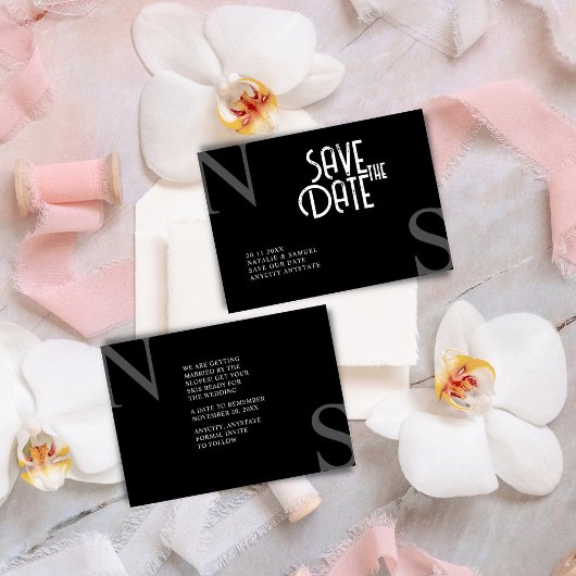 Zwart Minimalistisch & Elegant Bold Initialen Brui Save The Date