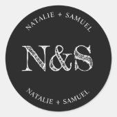 Zwart Minimalistisch Elegant Bold Initialen Bruilo Ronde Sticker (Voorkant)