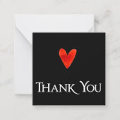 Zwart Minimalistisch Elegant Hart Dank u Kaart Notitiekaartje (Voorkant)