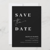 Zwart Minimalistisch Elegant Photo Save the Date K Kaart (Voorkant)