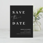 Zwart Minimalistisch Elegant Photo Save the Date K Kaart (Staand voorkant)