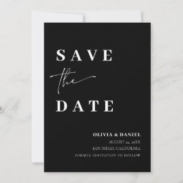 Zwart Minimalistisch Elegant Photo Save the Date K Kaart