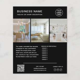 Zwart minimalistisch flyer voor marketing van bedr