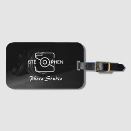 Zwart Minimalistisch Fotostudio Visitekaartje Bagagelabel