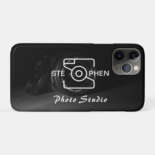 Zwart Minimalistisch Fotostudio Visitekaartje Case-Mate iPhone Case (Achterkant (horizontaal))