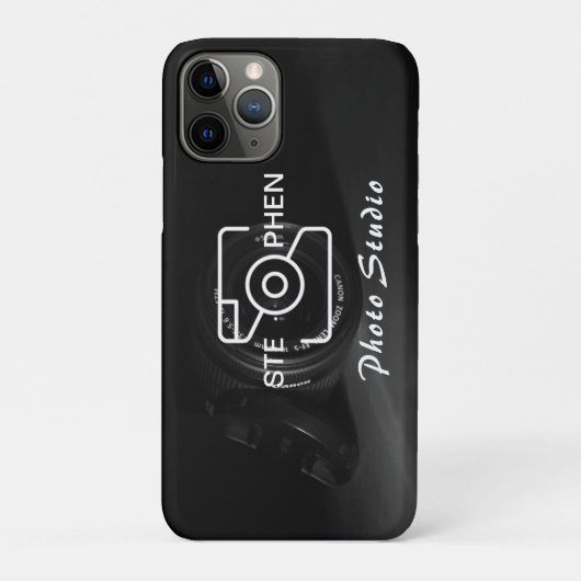 Zwart Minimalistisch Fotostudio Visitekaartje Case-Mate iPhone Case (Achterkant)