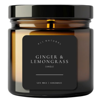 Zwart minimalistisch geparfumeerde soja kaars labe vierkante sticker