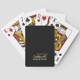 Zwart minimalistisch goud initialen witte naam pokerkaarten
