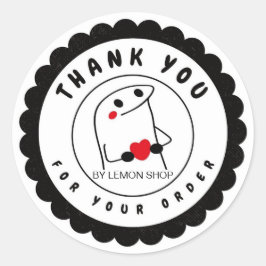 Zwart Minimalistisch Grappig Karakter Cirkel Ronde Sticker