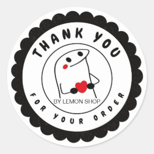 Zwart Minimalistisch Grappig Karakter Cirkel Ronde Sticker