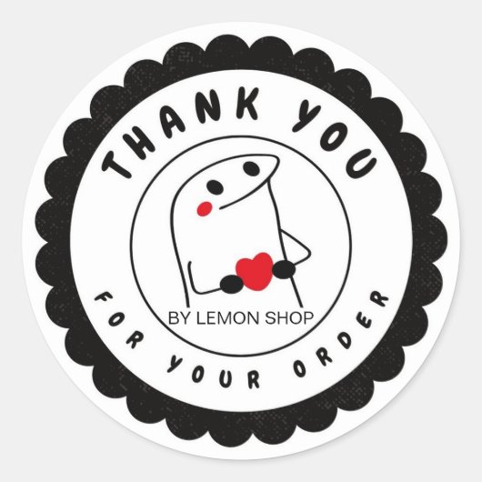 Zwart Minimalistisch Grappig Karakter Cirkel Ronde Sticker (Voorkant)