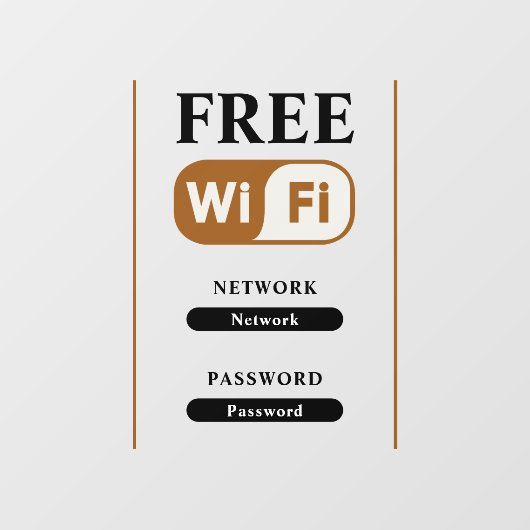 Zwart Minimalistisch Gratis WiFi Metaal Raamsticker (Vel)
