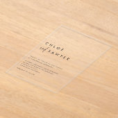 Zwart minimalistisch handgeschreven script Modern  Acryl Uitnodigingen (Laagn)