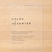 Zwart minimalistisch handgeschreven script Modern  Acryl Uitnodigingen (Voorkant)