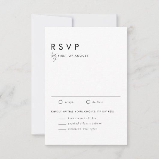 Zwart minimalistisch handgeschreven script Modern  RSVP Kaartje (Voorkant)