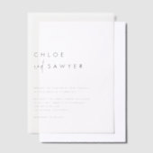 Zwart minimalistisch handgeschreven script Modern Vellum Uitnodigingen (Offset)