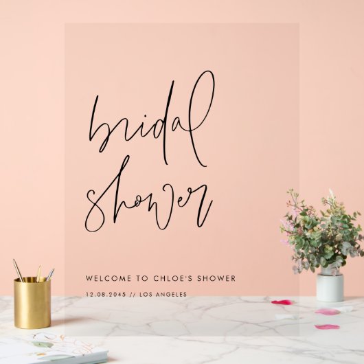 Zwart minimalistisch handgeschreven Vrijgezellenfe Acryl Bord (Huwelijk)