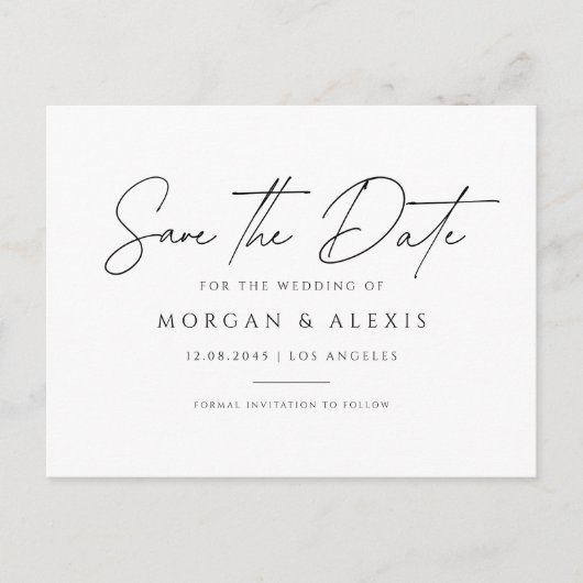 Zwart Minimalistisch Handschrift Script Sla de dat Briefkaart (Voorkant)