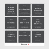 Zwart Minimalistisch Keuken Pantry Eten Opslag Lab Sticker (Vel)