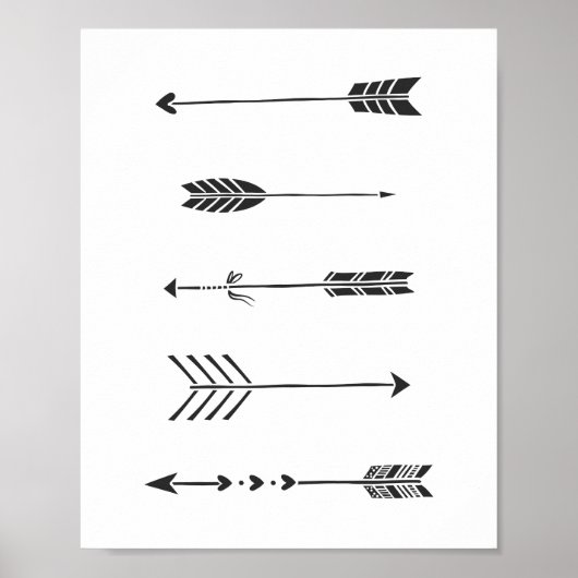 Zwart Minimalistisch Kunstprint met Pijlen Poster (Voorkant)