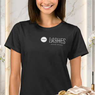 Zwart Minimalistisch Lash Tech Logo Personeel T-shirt