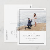 Zwart minimalistisch Lijst Foto opslaan Datum Briefkaart (Voorkant / Achterkant)