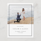 Zwart minimalistisch Lijst Foto opslaan Datum Briefkaart (Voorkant)