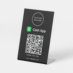 Zwart Minimalistisch Logo Cash App Scan Om Te Beta Reclamebord Met Voetstuk